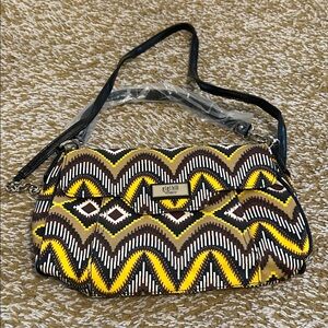 Elegant Yellow and Brown Zigzag Crossbody Bag